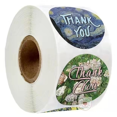 De kantoorbehoeftensticker etiketteert Voor het drukken geschikt Verbindingenroze dankt u Logo Stickers Pastry Wrapping 1 Duim