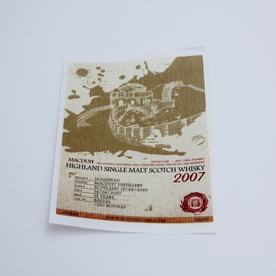Witte de Sticker Vinyl Hete Gouden Druk van Mini Wine Label Sticker Matte