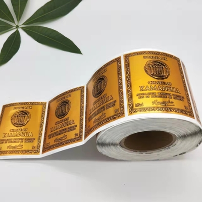 De gouden Folie Gestempelde Stickers drukten de Etikettenhuwelijk van Logo Roll Food Wine Bottle van de Etikettenrechthoek