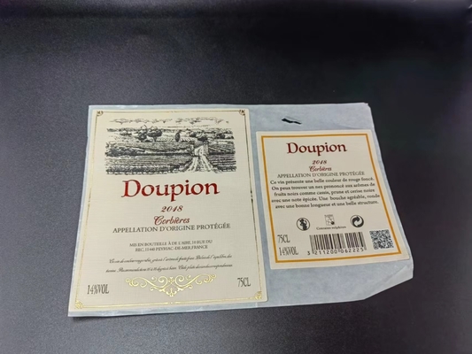 Matte Gold Foil Wine Label-de Stickers Metaalkleefstof van de Stickers Witte Douane In reliëf gemaakte Verbinding