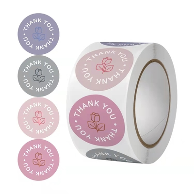 De kantoorbehoeftensticker etiketteert Voor het drukken geschikt Verbindingenroze dankt u Logo Stickers Pastry Wrapping 1 Duim