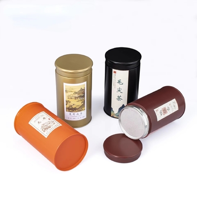 De witte Saffraan Tin Box Cylinder Jar Nice kan 180 Gram Gedrukt Metaalblik rond maken